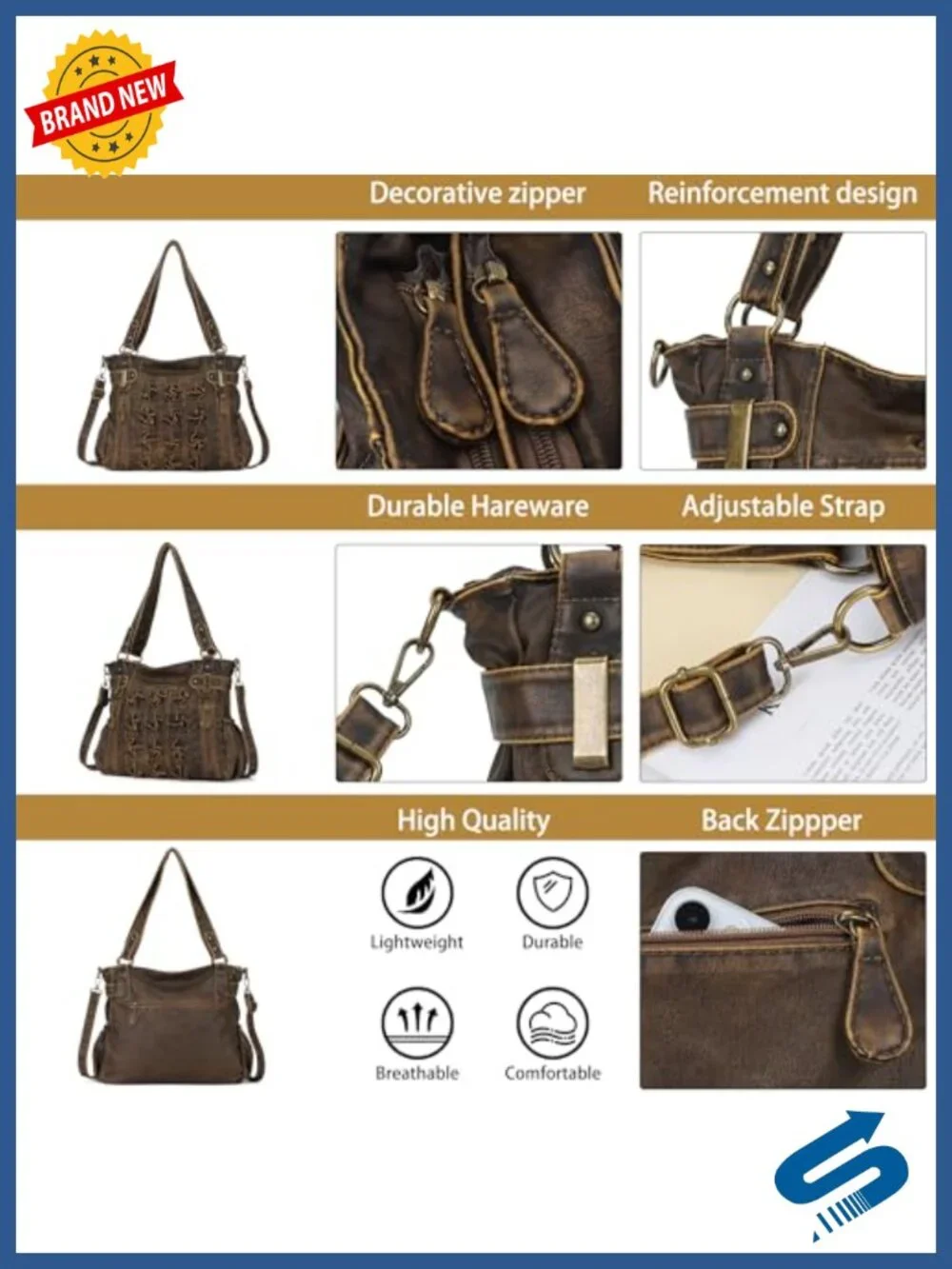 Women's PU Leather Hobo Shoulder Bag Large Capacity Purse